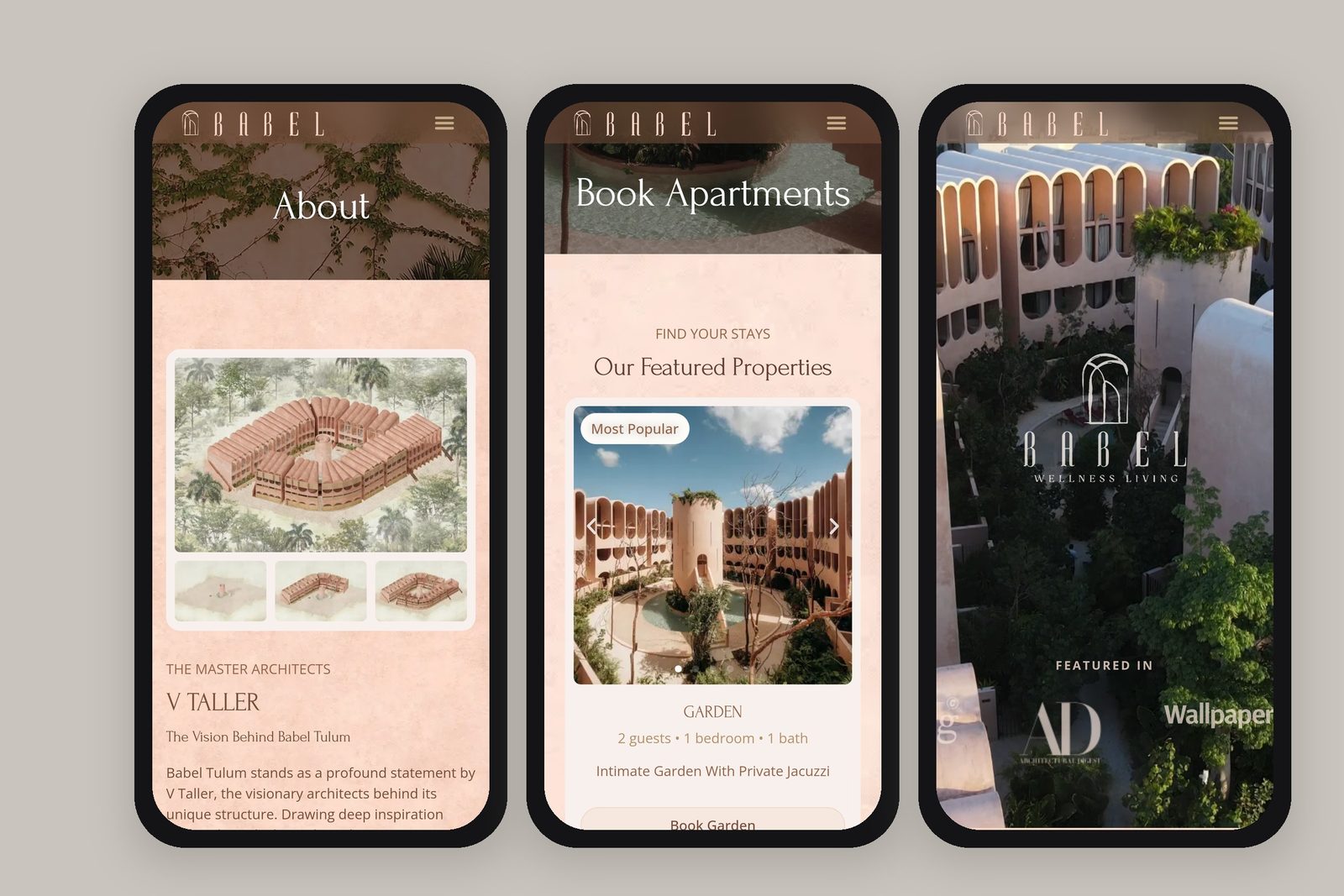 Babel Tulum — website, mobile