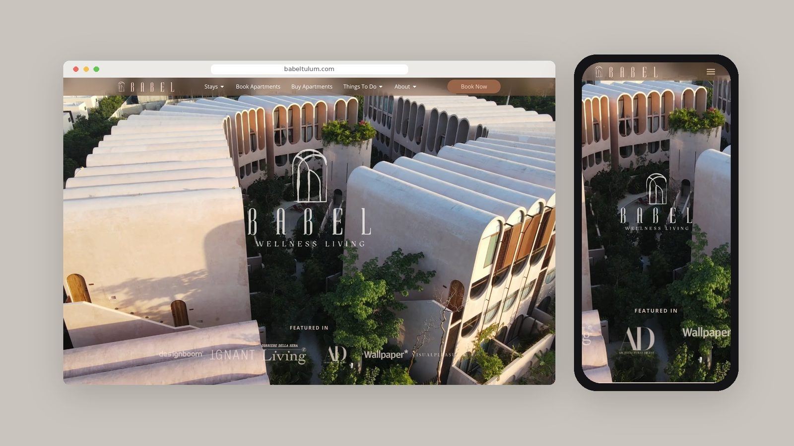 Babel Tulum — website, desktop & mobile